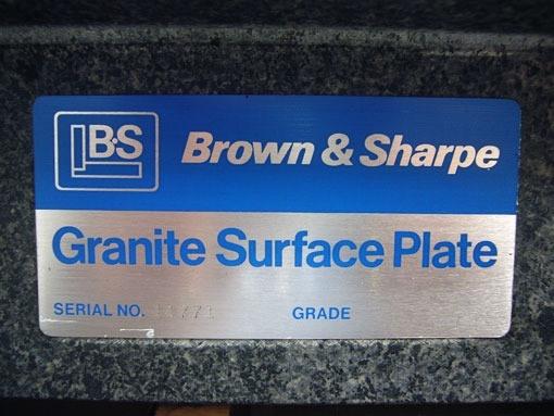 Brown & Sharp, Surface plate