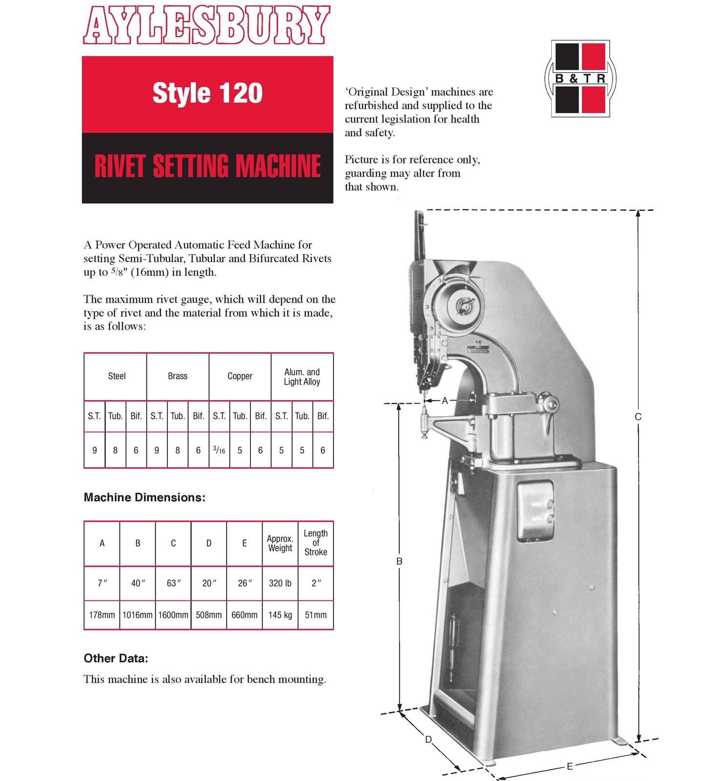 Aylesbury, Style 120 - rivet setting machine